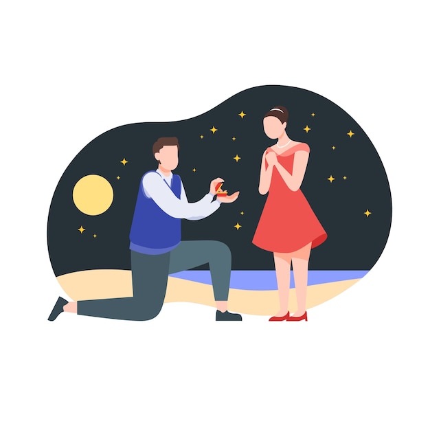 Proposal on a beach at starry night