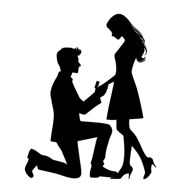 Proposal scene silhouette vector illustration