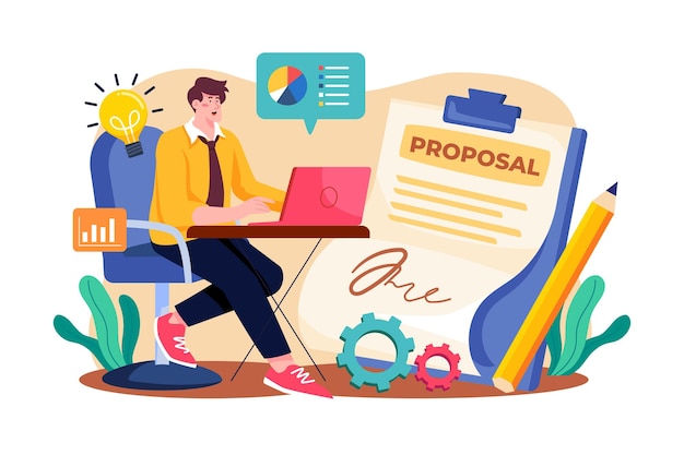 Proposal Writer Illustration concept on white background