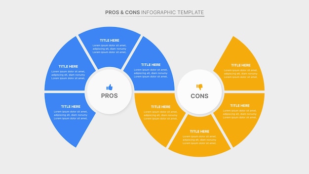 Vector pros and cons comparison infographic design template