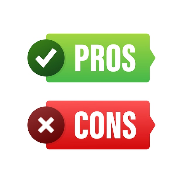 Pros cons comparison Make Decision optimal solutions Correct Wrong Vector stock illustration