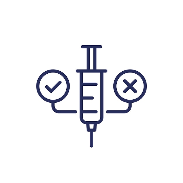 Pros and cons of vaccination line icon