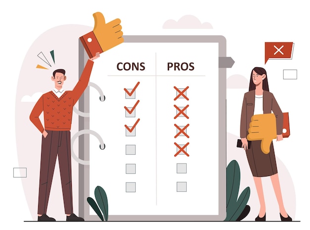 Pros and cons vector concept