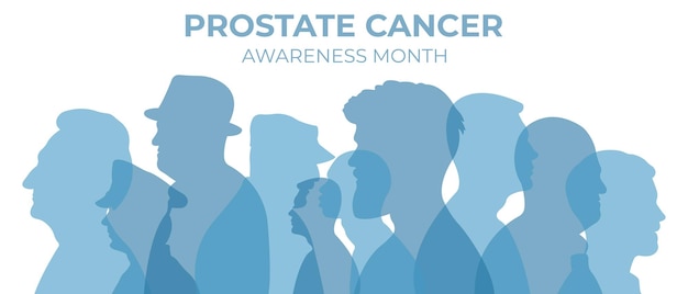 Mese di sensibilizzazione sul cancro alla prostatanovembre bluillustrazione vettoriale con sagome di uomini