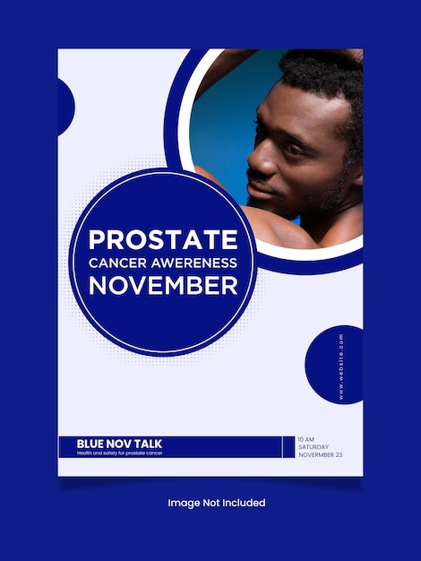 Vettore modello di banner volantino blu novembre consapevolezza del cancro alla prostata