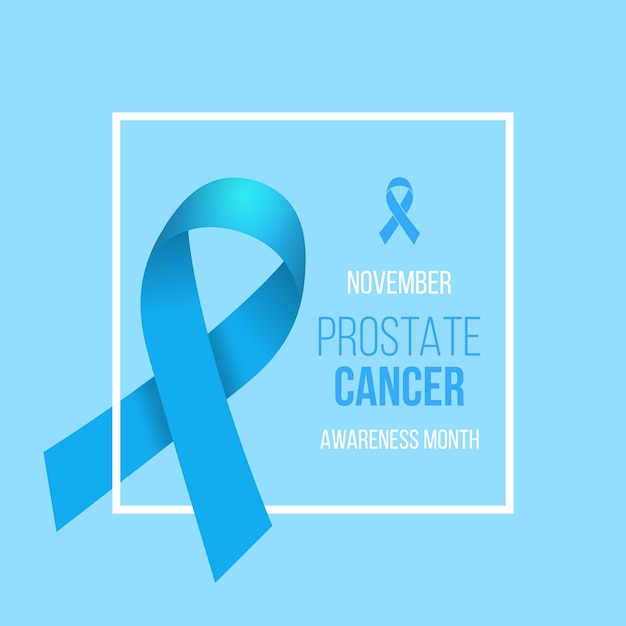 Vector prostate cancer blue awareness ribbon background