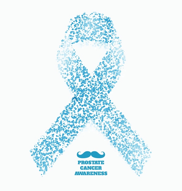 Vector prostate cancer ribbon awareness month - november - light blue ribbon made of dots