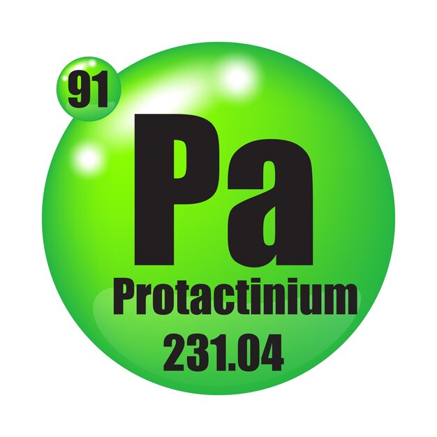 Protactinium icon Pa chemical element Atomic number 91 Mass 23104 Green sphere