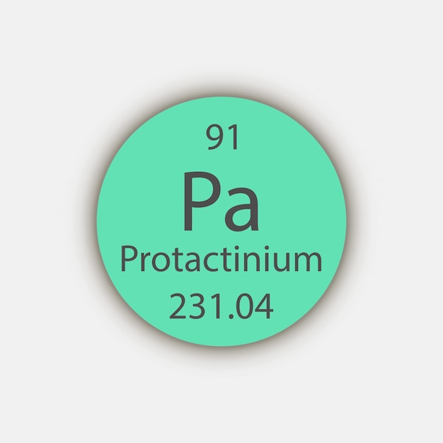 Protactinium 기호 주기율표 벡터 일러스트 레이 션의 화학 원소