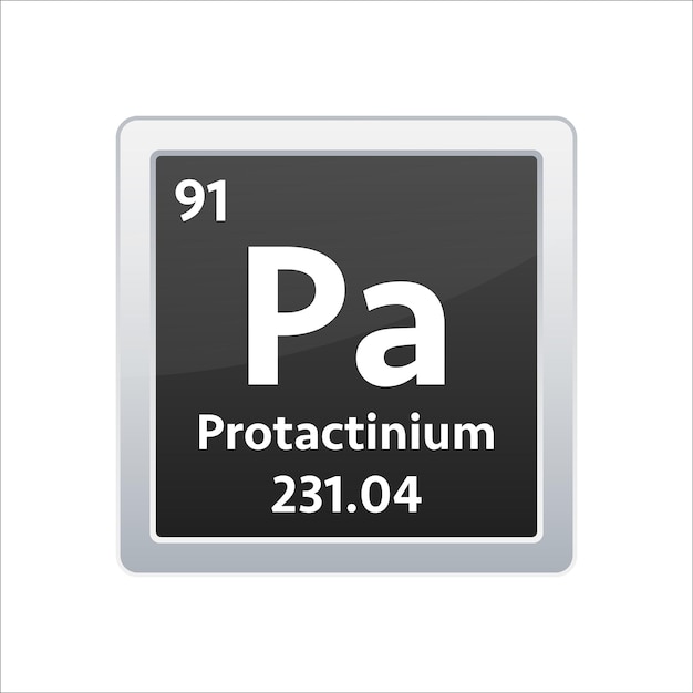 Protactinium symbool Scheikundig element van het periodiek systeem Vector stock illustratie