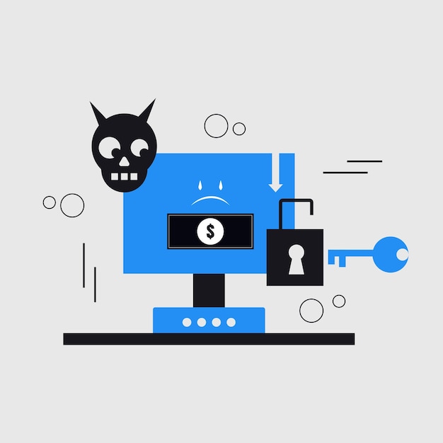 Vector protect data from ransomware flat conceptual illustration