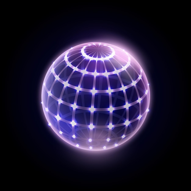 Vector protect energy sphere with grid or shield vector