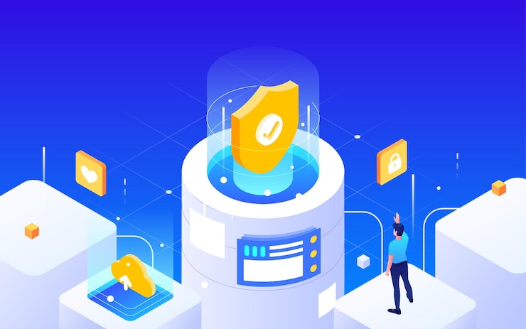 Vector protect network security technology technology illustration ecommerce financial poster