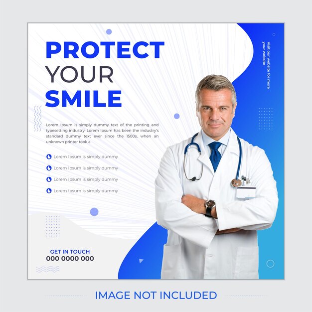 Protect your smile social media post or square web banner template