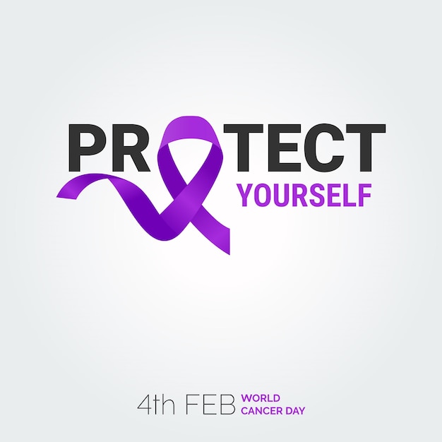 Vector protect yourself ribbon typography 4th feb world cancer day