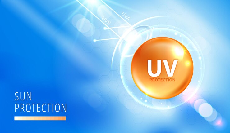 Vector protected shield from the suns rays degrees of protection against uv rays uv protection your skin ultraviolet sunblock lotion uv reflection skin after cosmetic products design vector design