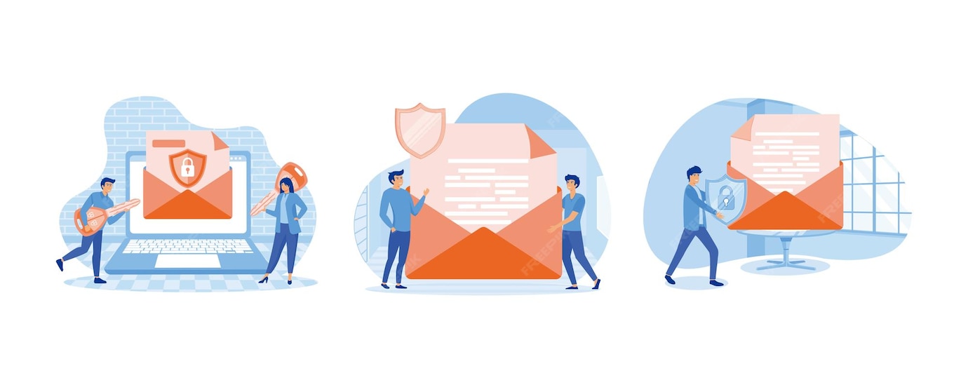 Premium Vector Protecting computer data email encryption concept