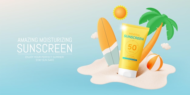 Vector protection cosmetic products designsunscreen and sunbath