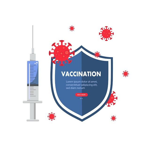 Protection from coronavirus vaccination concept design isolated on white background