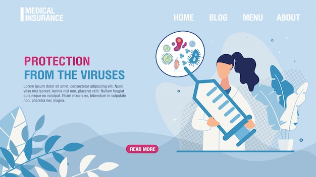 Protezione da virus dalla pagina di destinazione del vaccino