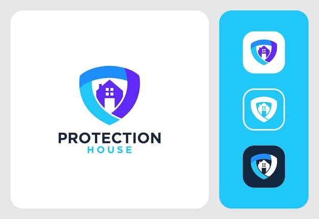 Protection house with shield logo design inspiration