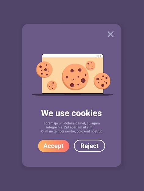 個人情報の保護インターネットWebポップアップノートパソコンの画面でCookieポリシー通知を使用します