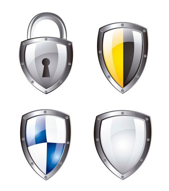 Protection shield and padlock isolated