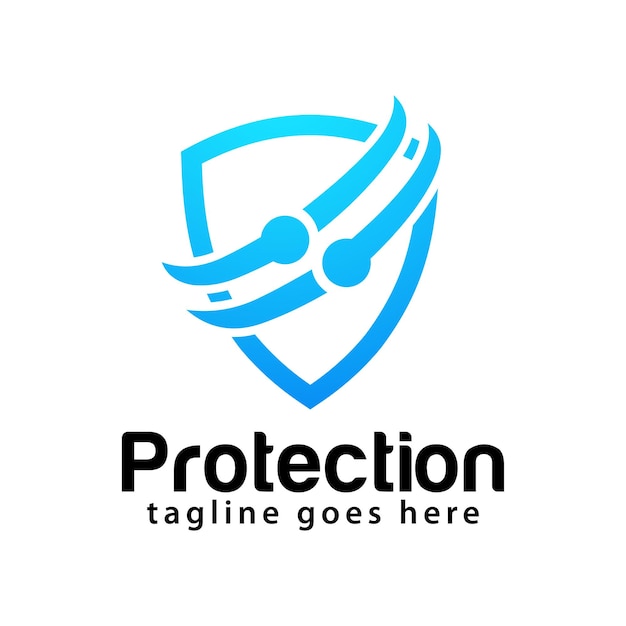 Protection tech logo design template