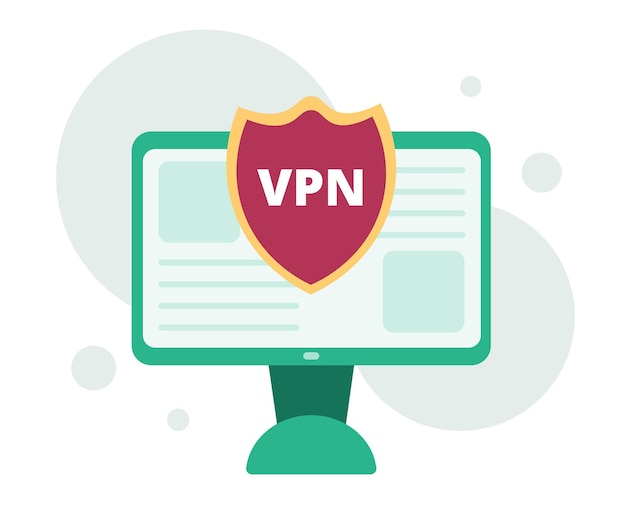 Protective connection, internet security. Concept of VPN. Intermediary between computer and server.