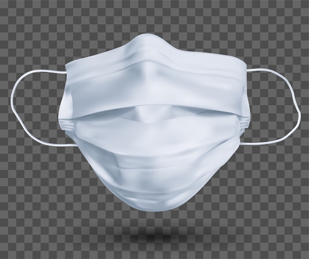 Protective face mask or medical mask. To protect coronavirus and infection. Medical mask isolated on transparent background. Realistic  illustration