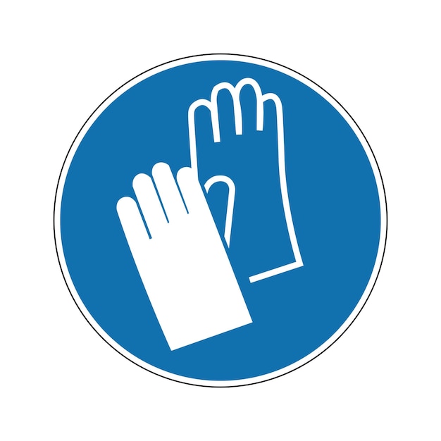 Protective gloves sign Mandatory sign Round blue sign Wear protective gloves Hand protection