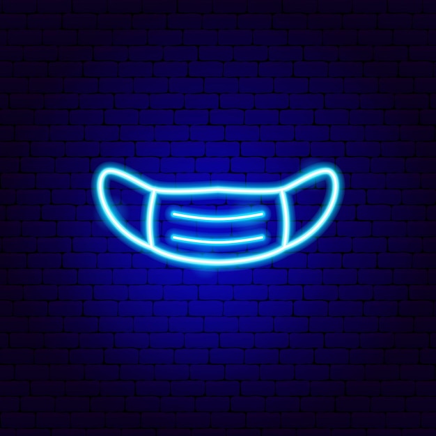 Protective mask neon sign. vector illustration of medical promotion.