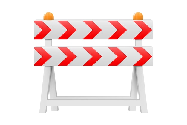 Vector protective road barrier with red stripes under construction warning barrier 3d realistic vector