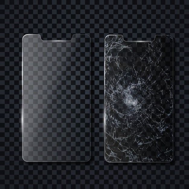 Vector protective screen of a mobile phone.