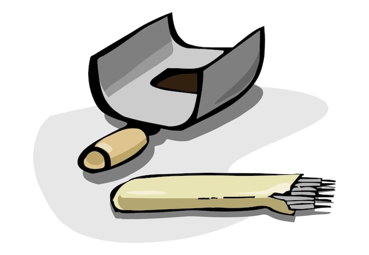 Vector a protective screen and rodholder with welding electrodes wire in cartoon style