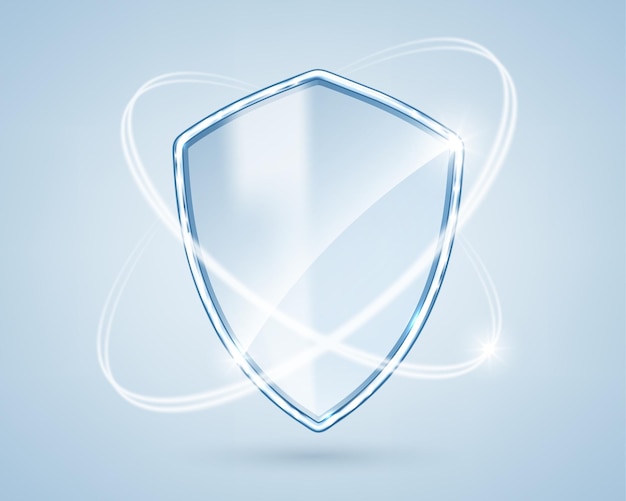 Protective transparent shield with glowing energy rings Health and skincare defense concept