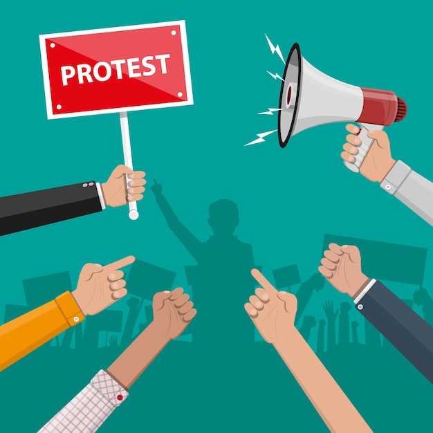 Vector protest concept with megaphone