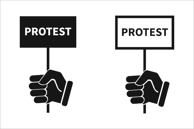 Protest icon Vector hand holder banner or board