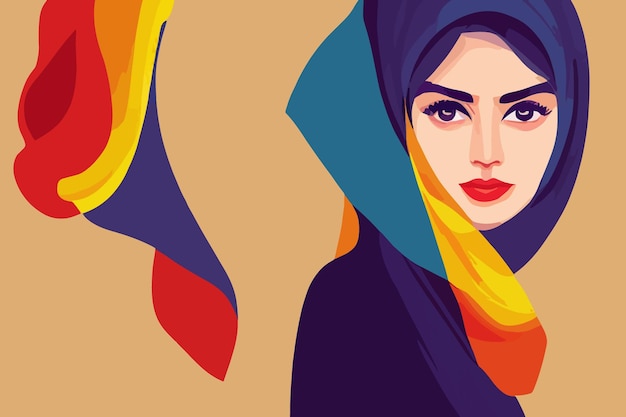 Vector protest in iran voor vrijheid van vrouwen afbeelding van iraans meisje dat hijab draagt met trotse blik