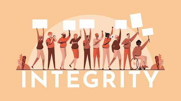 Vector protest people activist, integrity concept banner, paople illustration