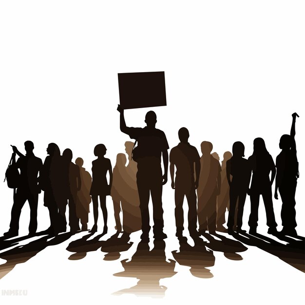 Vettore protesta_rally_march_picket_sign_silhouette