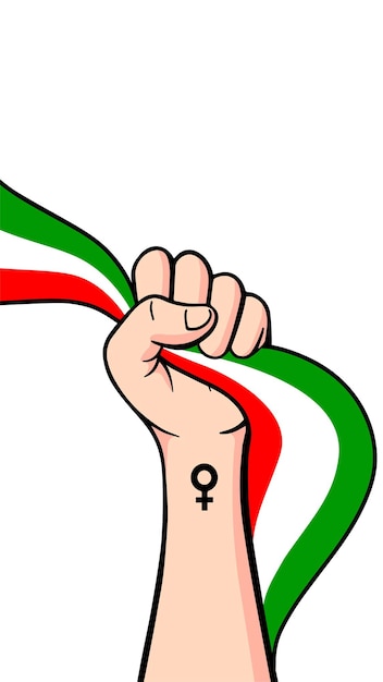 Protesten in de vectoraffiche van iran met exemplaarruimte. solidariteit met iraanse vrouwen