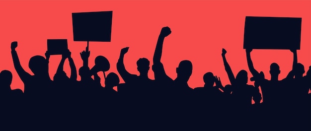 protesters enraged crowd of people silhouette