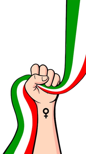 Proteste in iran manifesto vettoriale con spazio di copia solidarietà con le donne iraniane