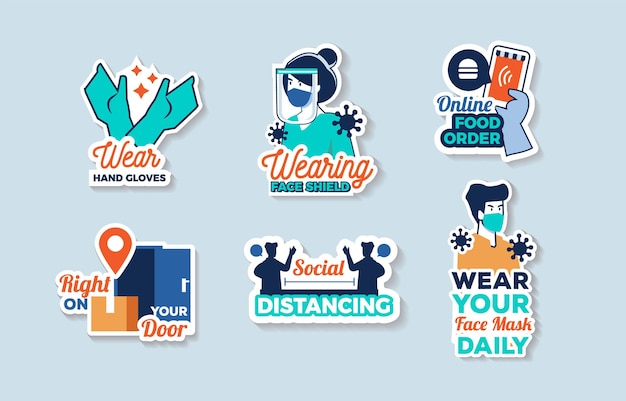 Protocol in daily new normal life sticker