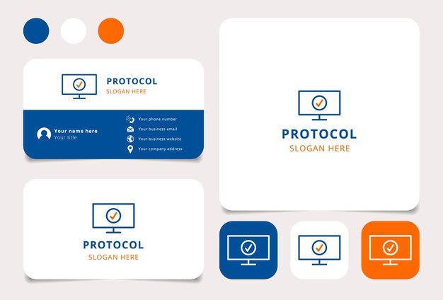 Vector protocol logo design with editable slogan branding book and