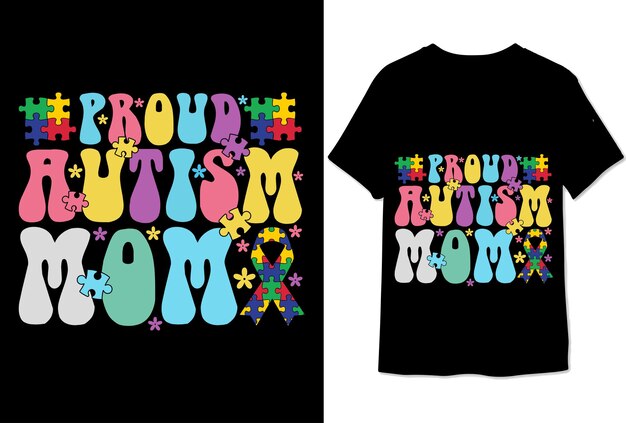 Vector proud autism mom colorful graphic tshirt autism tshirt design