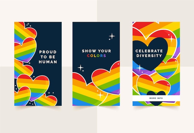 Vector proud to be human lgbtq social media stories