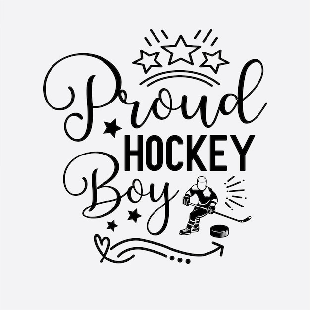 Vettore orgoglioso design della maglietta del ragazzo dell'hockey