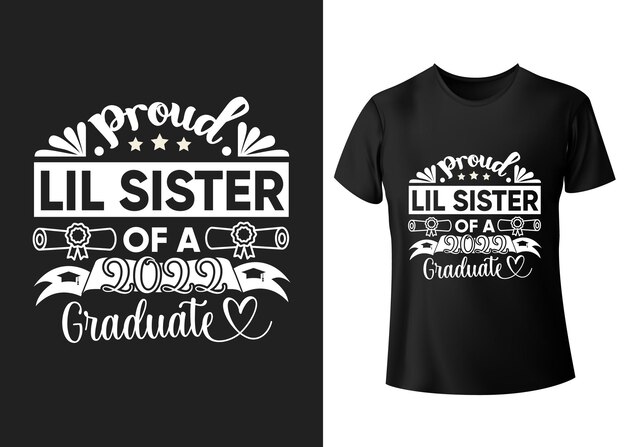 Гордая маленькая сестра выпускника 2022 года с типографским векторным дизайном футболки